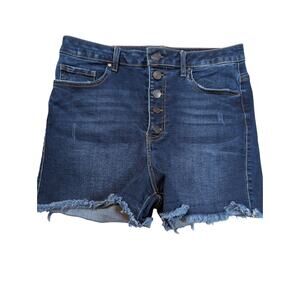 Refuge Nashville Button Fly Cut Off Denim Shorts High Rise Blue Juniors Sz 11